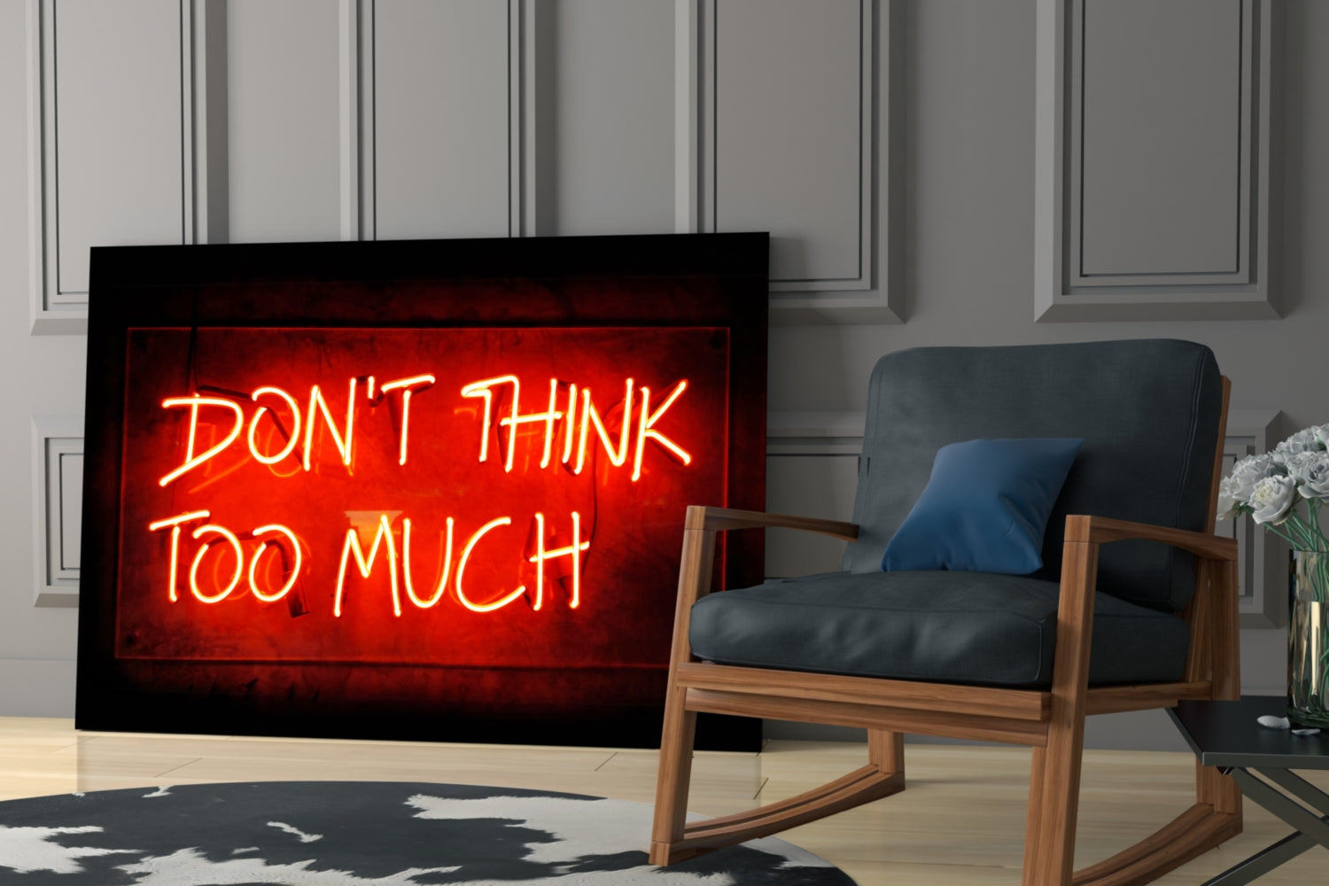 Don'T Think Too Much Glass Wall Art.