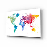 World Map glass wall art in a modern study