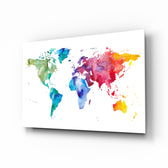 World Map glass wall art in a modern study