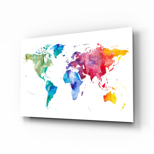 World Map glass wall art in a modern study
