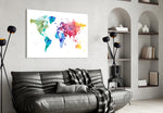 World Map artwork styled in a children's room interior