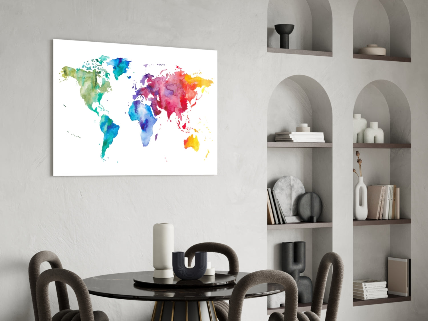 World Map Glass Wall Art.