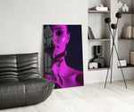 Cinematic beauty print bringing magenta edge to a bedroom