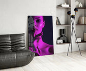 Cinematic beauty print bringing magenta edge to a bedroom