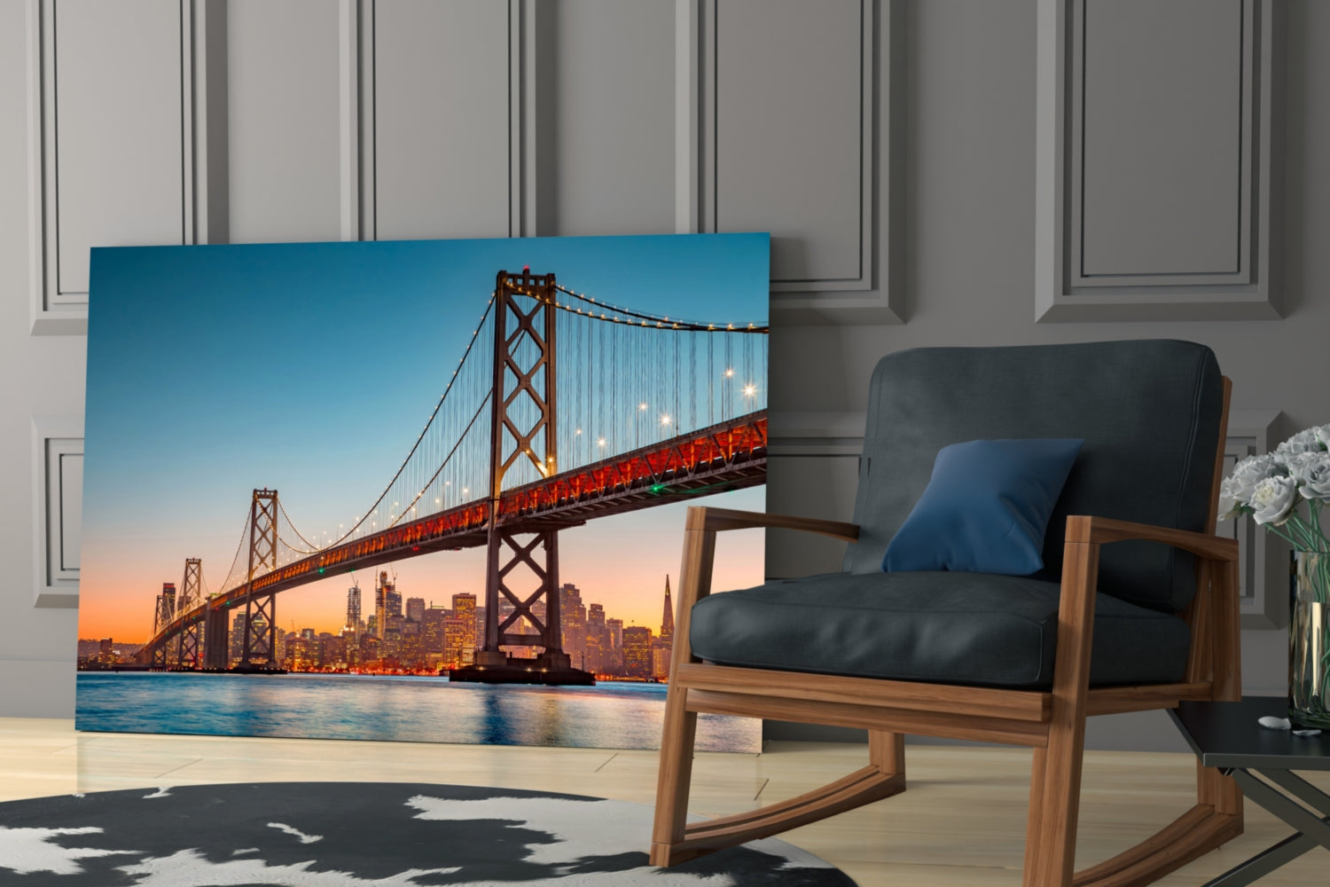 San Francisco Oakland Bay Bridge Glass Wall Art.