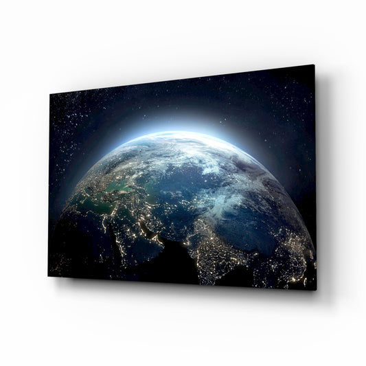 World glass wall art in a modern study