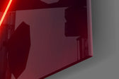 Abstract Art glass wall art catching light to reveal its painted scarlet neon