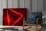 Synthwave yatay panel against a crimson-painted accent wall