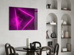 Cinematic synthwave print bringing geometric edge to a home office