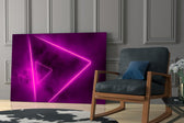 Synthwave yatay panel against a violet-painted accent wall
