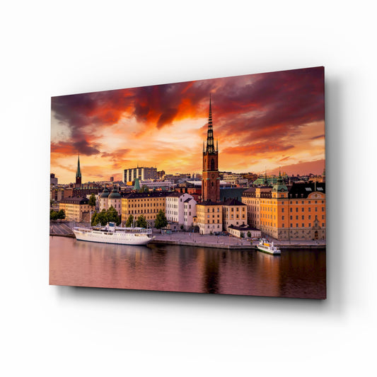 Stockholm glass wall art in a modern living room