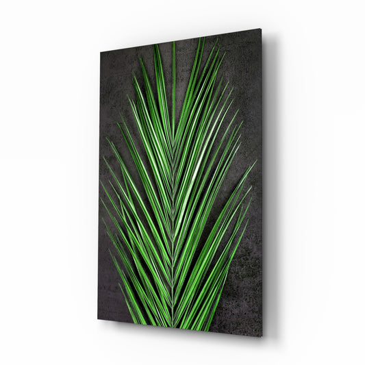 Areca Bunch glass wall art in a modern living room