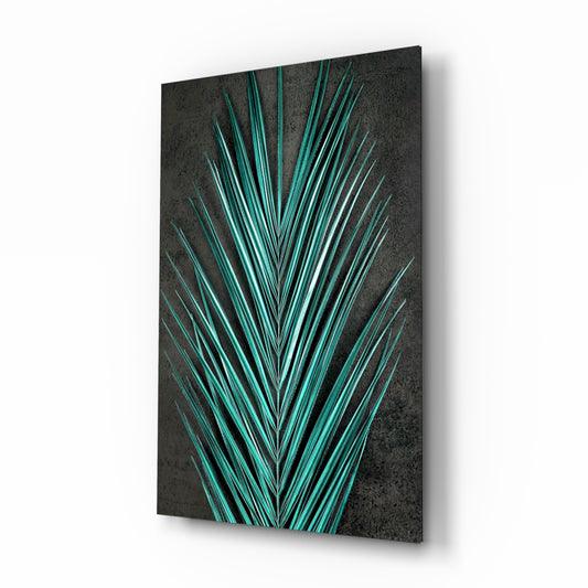 Areca Bunch glass wall art in a modern living room