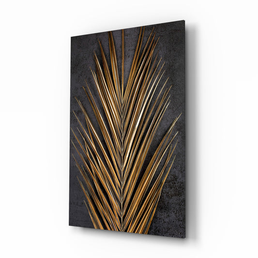 Areca Bunch glass wall art in a modern living room
