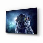 Astronaut In Space glass wall art in a modern teen room