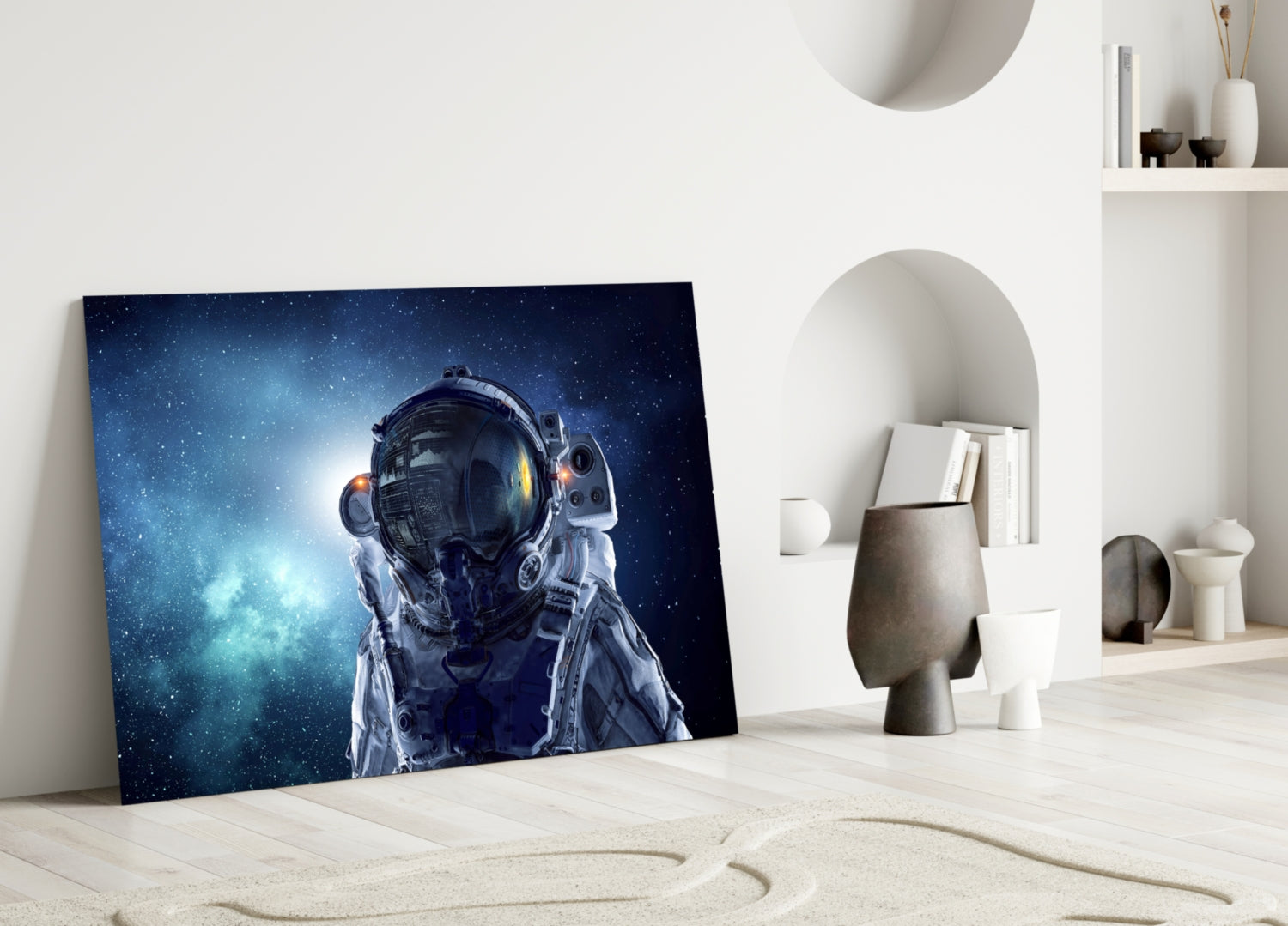 Astronaut İn Space Glass Wall Art.