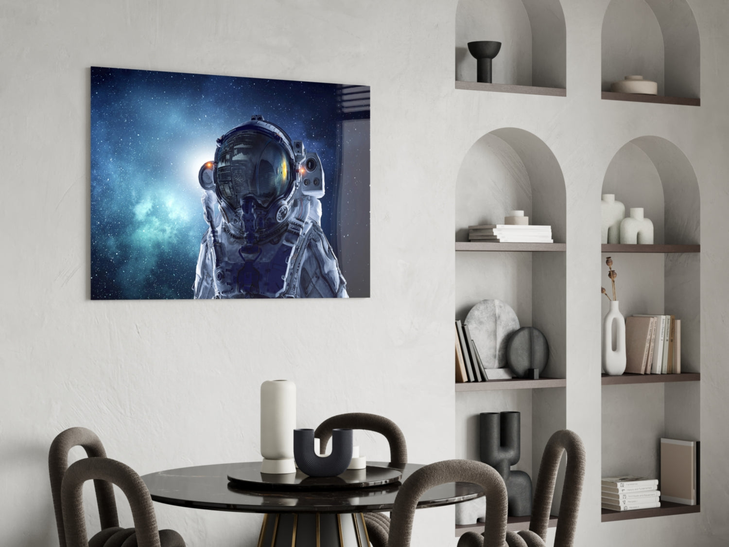 Astronaut İn Space Glass Wall Art.