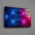 Synthwave panel anchoring a creative loft wall