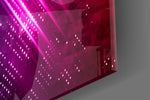 Abstract Art glass wall art catching light to reveal its painted neon chevrons