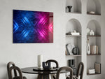 Cinematic synthwave print bringing chevron edge to a home office