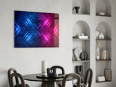 Cinematic synthwave print bringing chevron edge to a home office