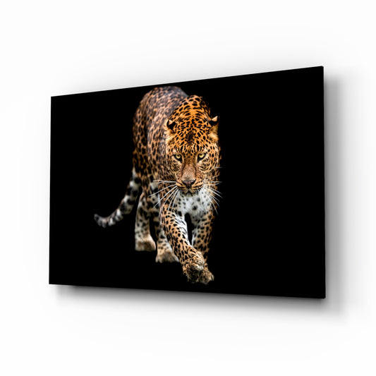 Tiger glass wall art in a modern living room