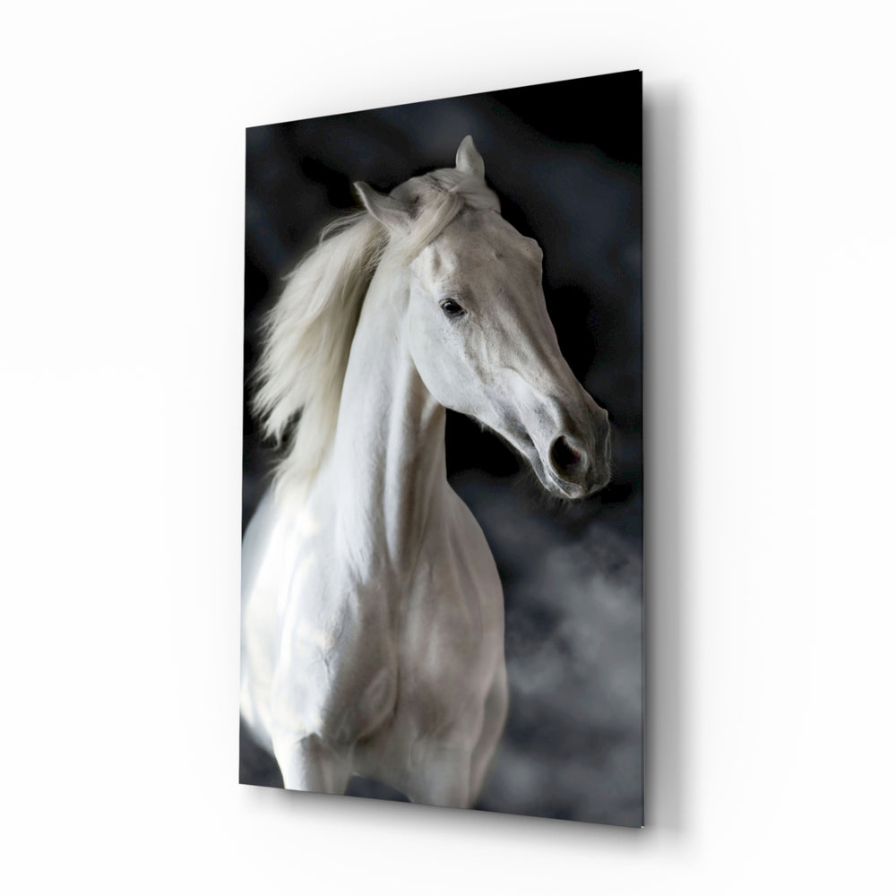 Horse glass wall art in a modern living room