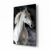Horse glass wall art in a modern living room