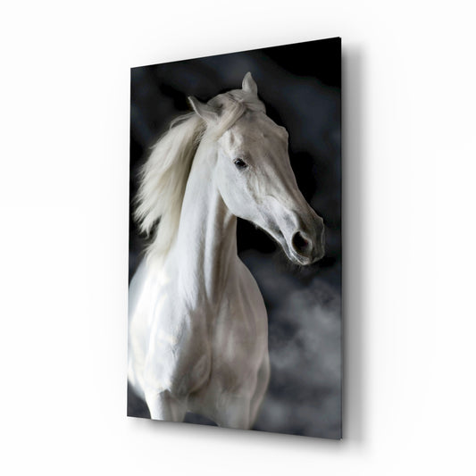 Horse glass wall art in a modern living room