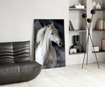 Cinematic equine print bringing equestrian edge to a stable office