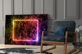 Synthwave yatay panel against an onyx-painted accent wall