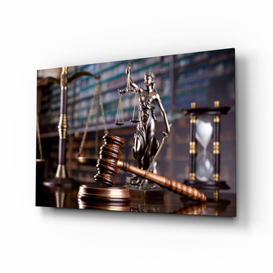 Gavel Of Justice glass wall art in a modern law office