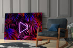 Synthwave yatay panel against an aubergine-painted accent wall