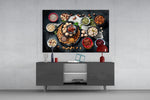 Nuts glass wall art catching light to reveal its painted pantry tones