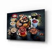 Nuts glass wall art in a modern kitchen