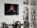 Cinematic casino print bringing noir edge to a basement bar