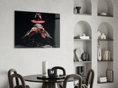 Cinematic casino print bringing noir edge to a basement bar