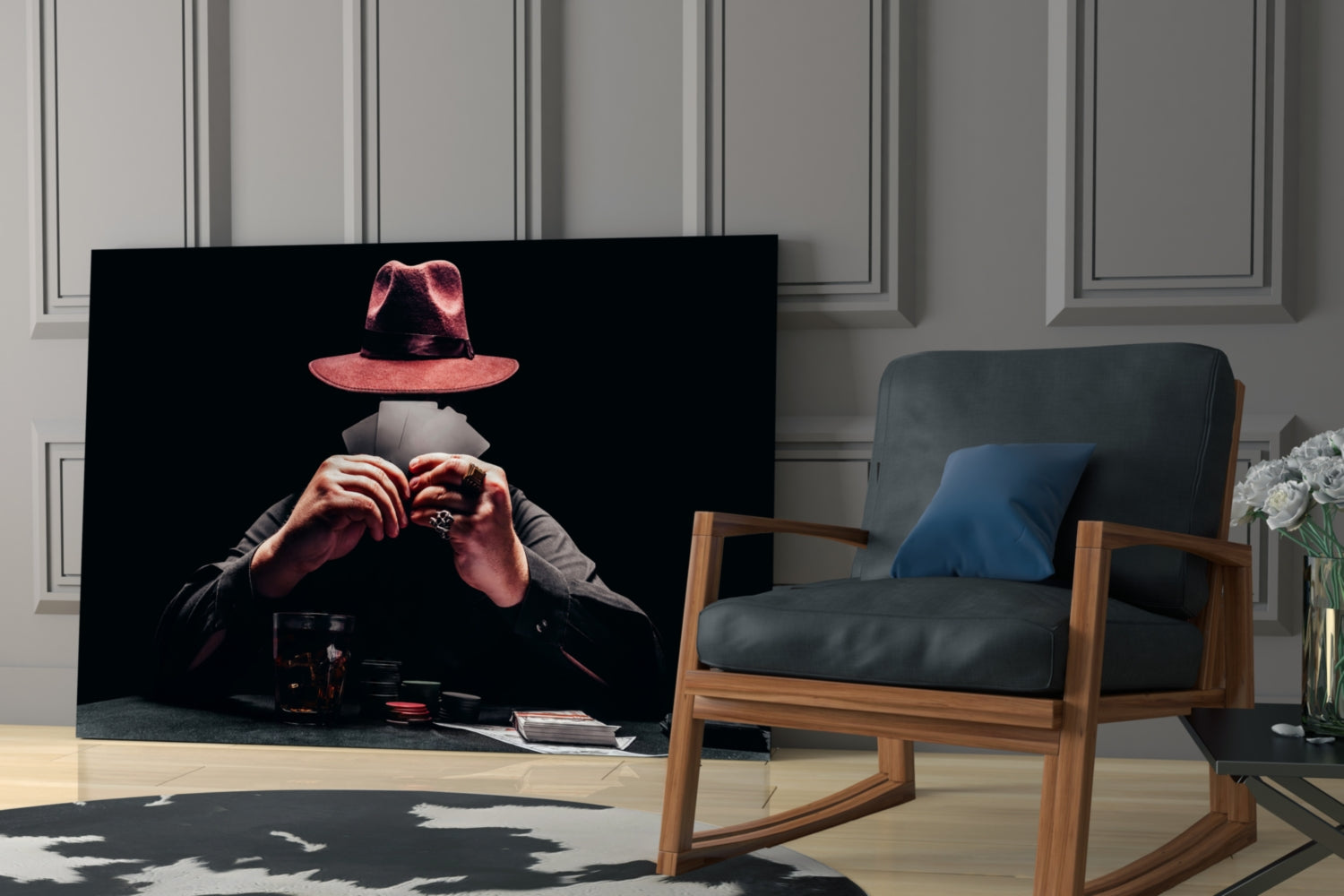 The Mysterious Gambler Glass Wall Art.