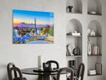 Cinematic travel print bringing Catalan edge to a hallway