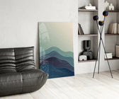 Cinematic abstract print bringing Japandi edge to a wellness studio
