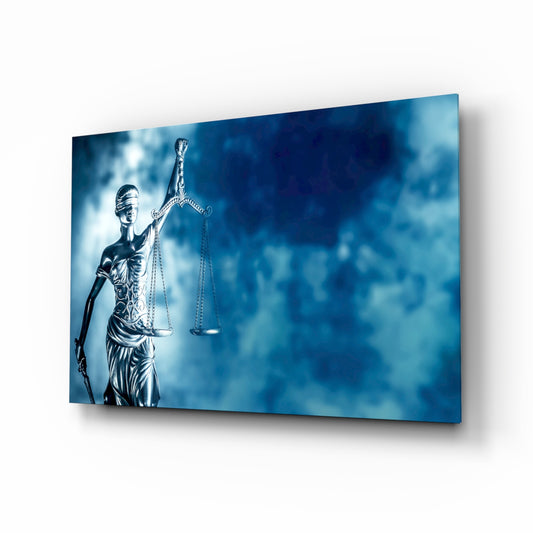 Landscape Of Justice glass wall art in a modern law office