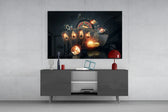 Gambler's Guns glass wall art catching light to reveal its painted gold tones