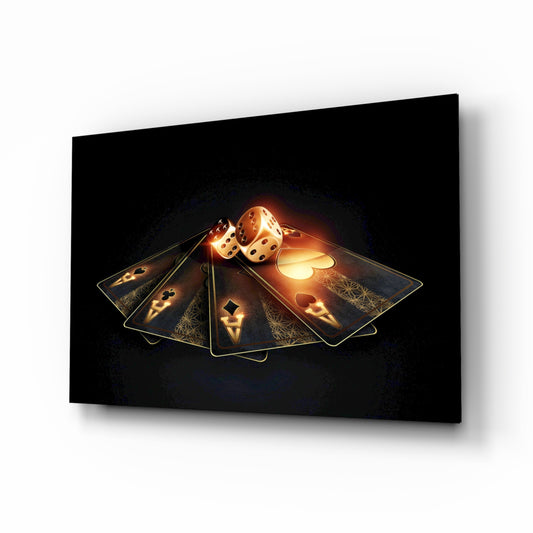 Gambler's Guns glass wall art in a modern man cave