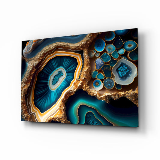 Abstract Art glass wall art in a modern living room