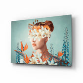 Woman Abstract Art glass wall art in a modern salon