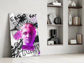 Pop-art dikey panel against an ivory-painted accent wall