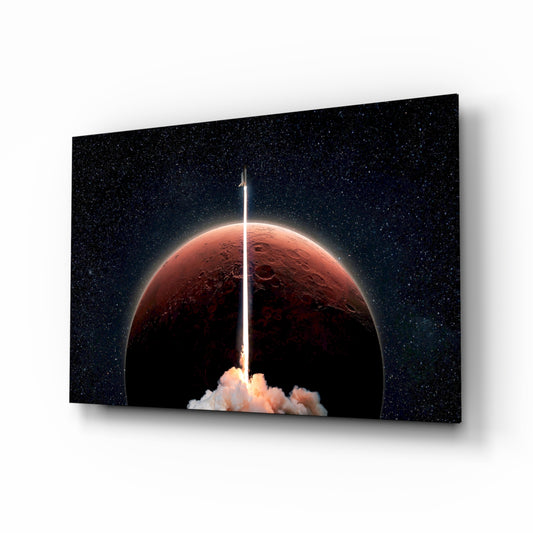 Journey To Space glass wall art in a modern teen room