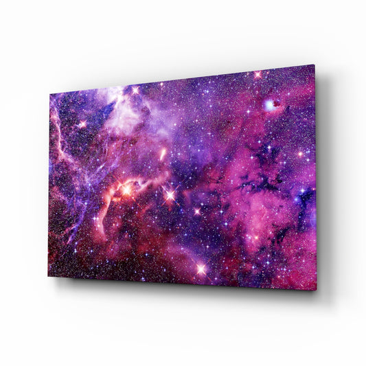 Space Purple glass wall art in a modern study