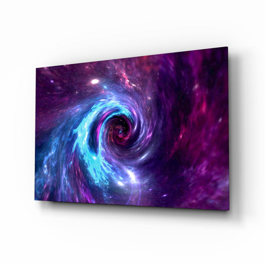 Space Helix glass wall art in a modern study