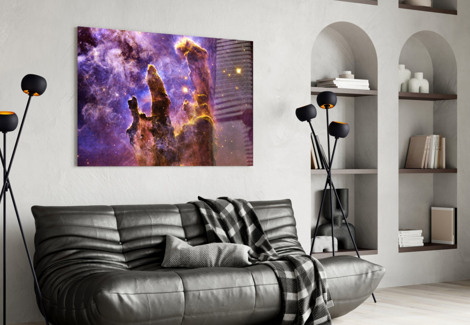 Space Lilac Glass Wall Art.